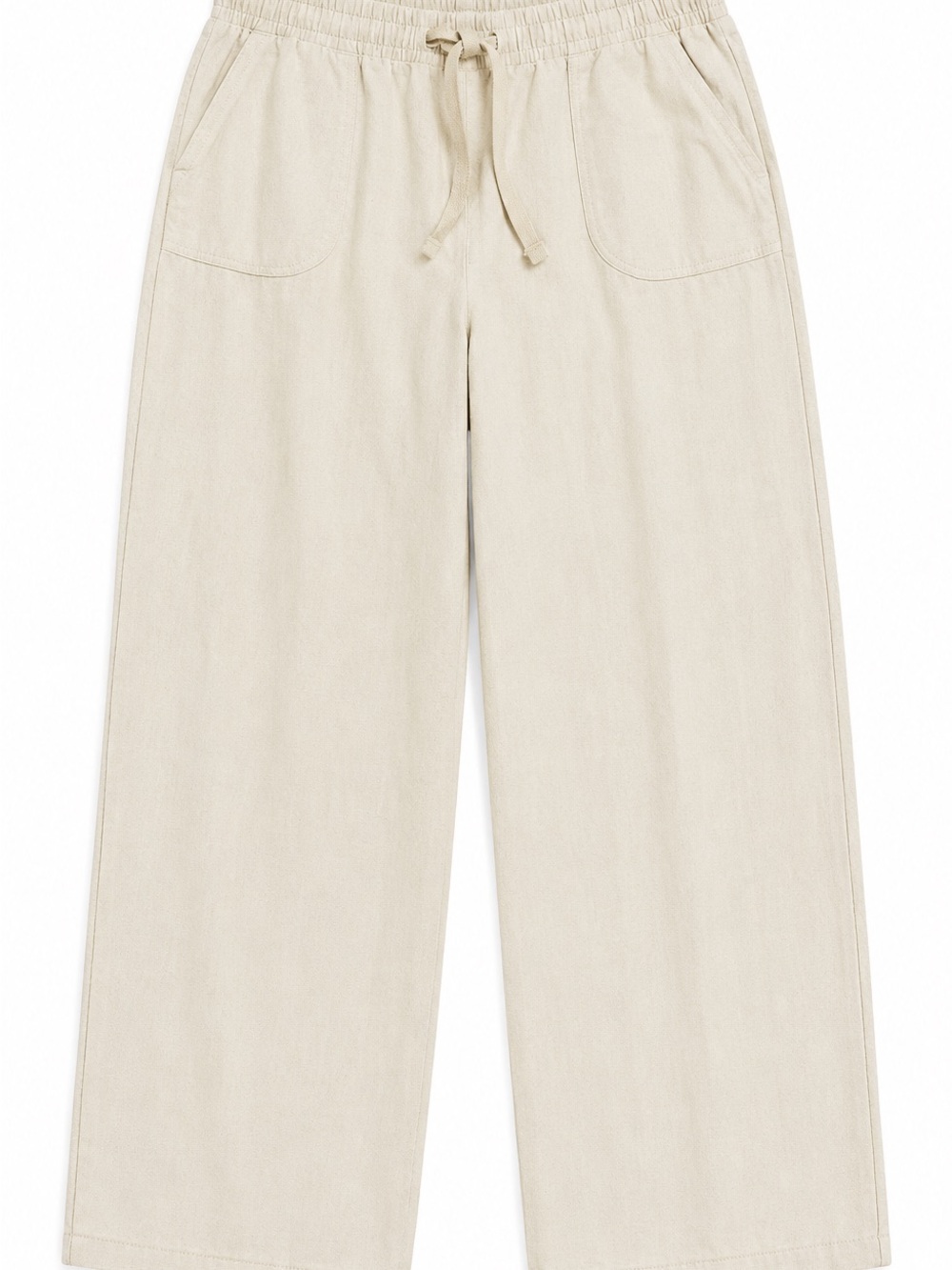 Wide-Leg Drawstring Pants in Beige